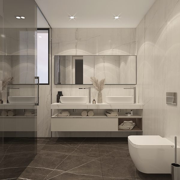 Developer's render of the second bathroom in the same finish